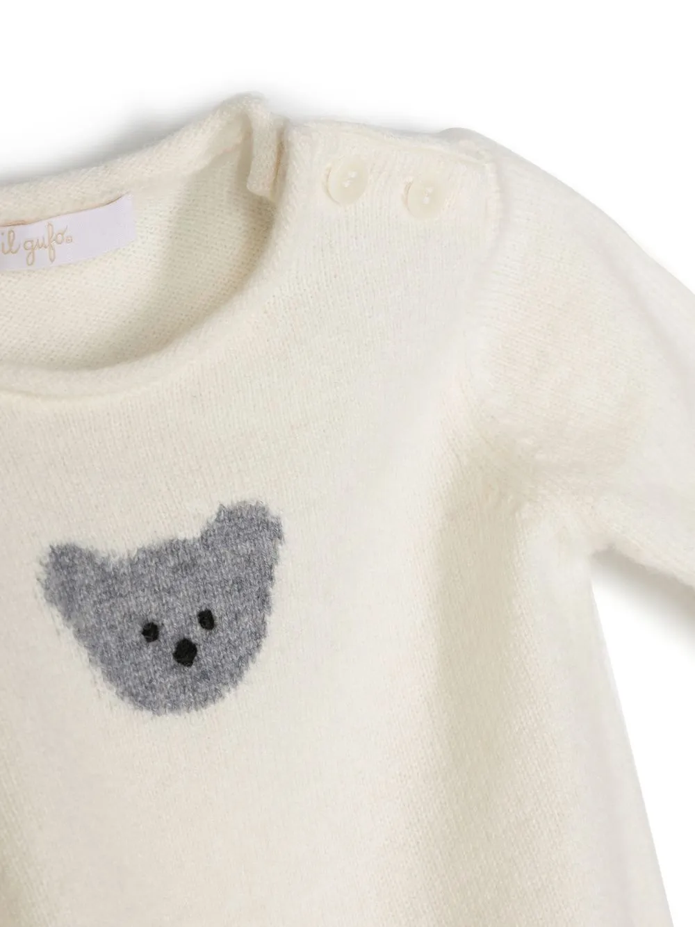 Il Gufo Teddy-motif Cashmere Romper In Neutrals