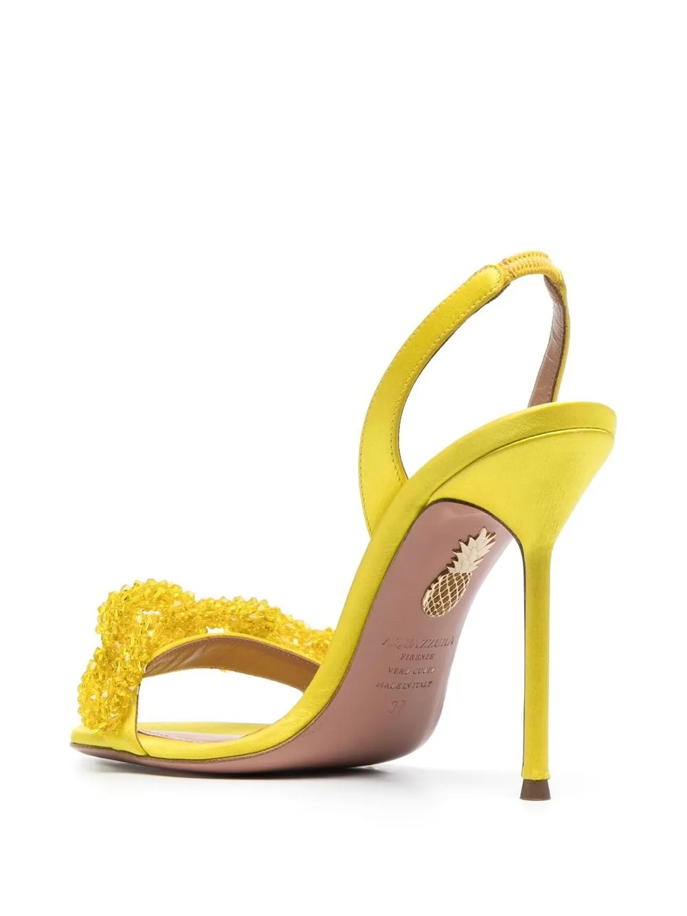 Aquazzura Womens Chain Of Love Satin Slingback Sandals In Yellow