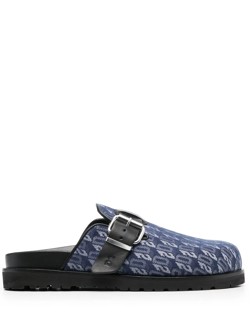 

Dsquared2 logo-jacquard leather slides - Blue