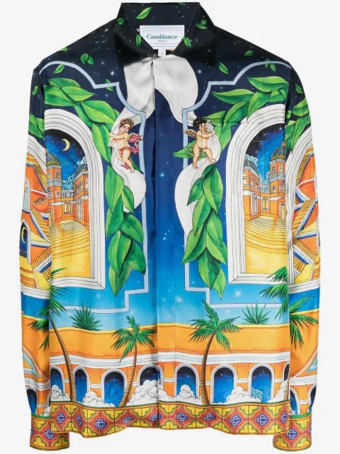 Casablanca graphic-print silk shirt