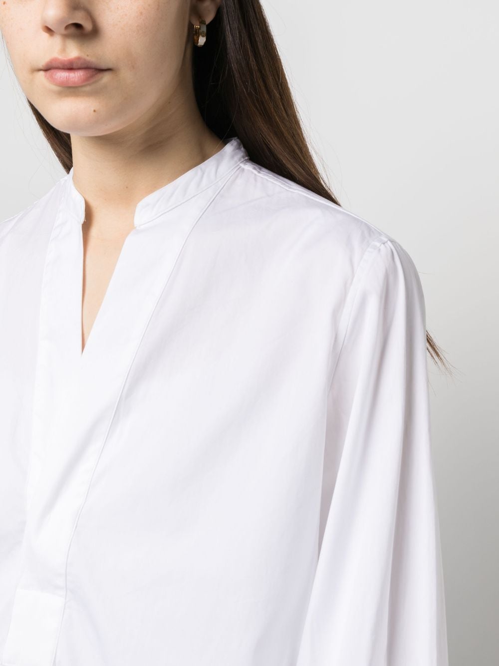 Shop Polo Ralph Lauren Long-sleeve V-neck Cotton Blouse In Weiss