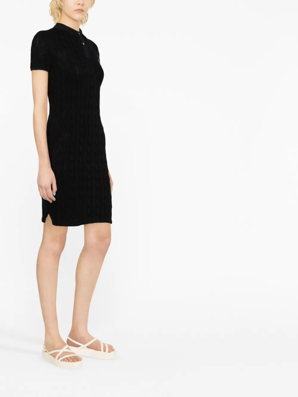 Polo Ralph Lauren Cableknit Polo Dress In Polo Black ModeSens