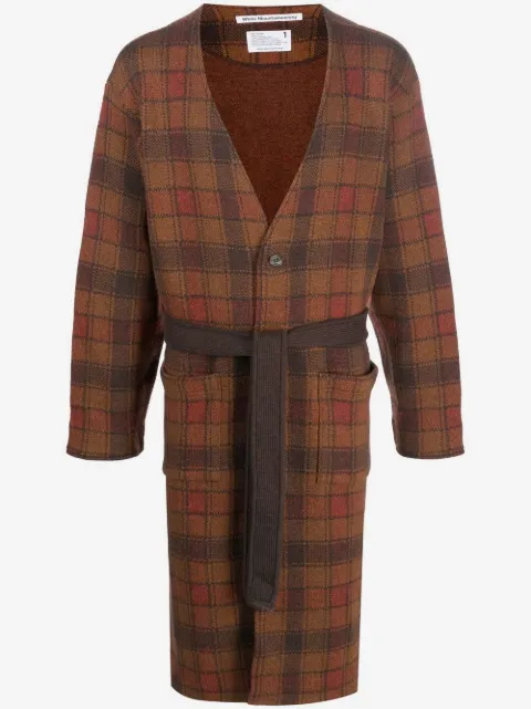 White Mountaineering checked tie-waist cardigan
