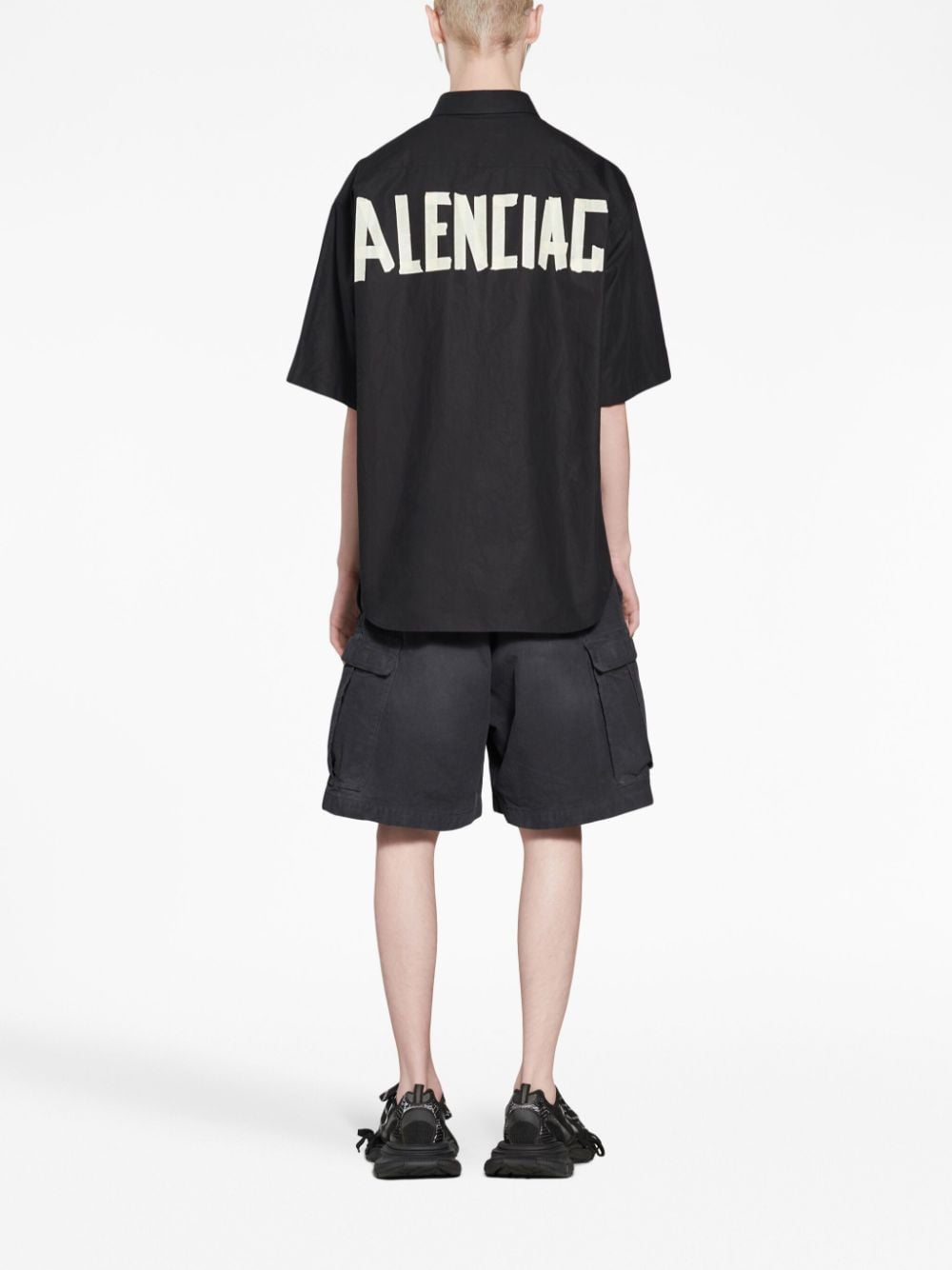 Shop Balenciaga Tape Type Short-sleeved Shirt In 1000 -black