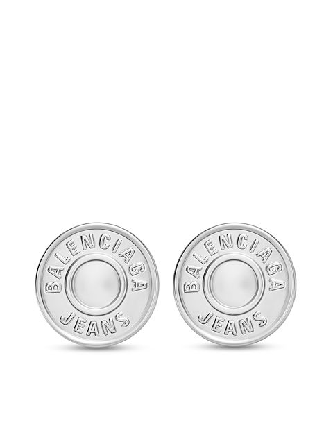 Balenciaga engraved-logo earrings 