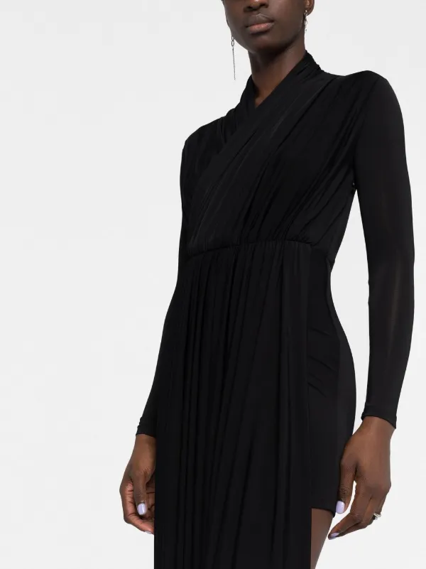 ワンピース BALENCIAGA Draped dress NWT Balenciaga Black Velvet Draped Wrap Long Sleeve Mini