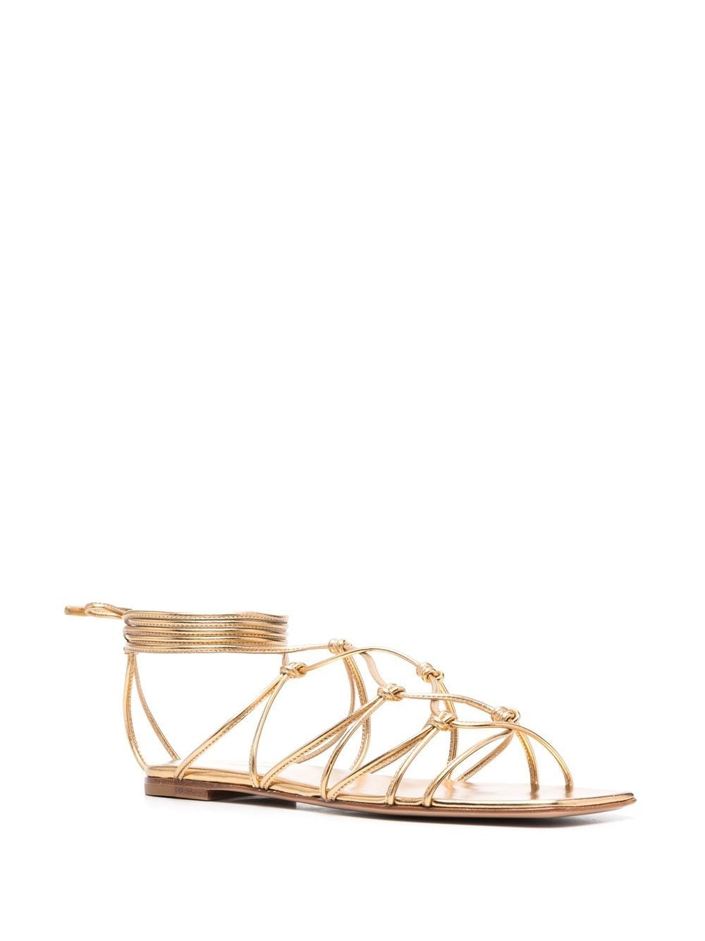 Gold flat tie up on sale sandals