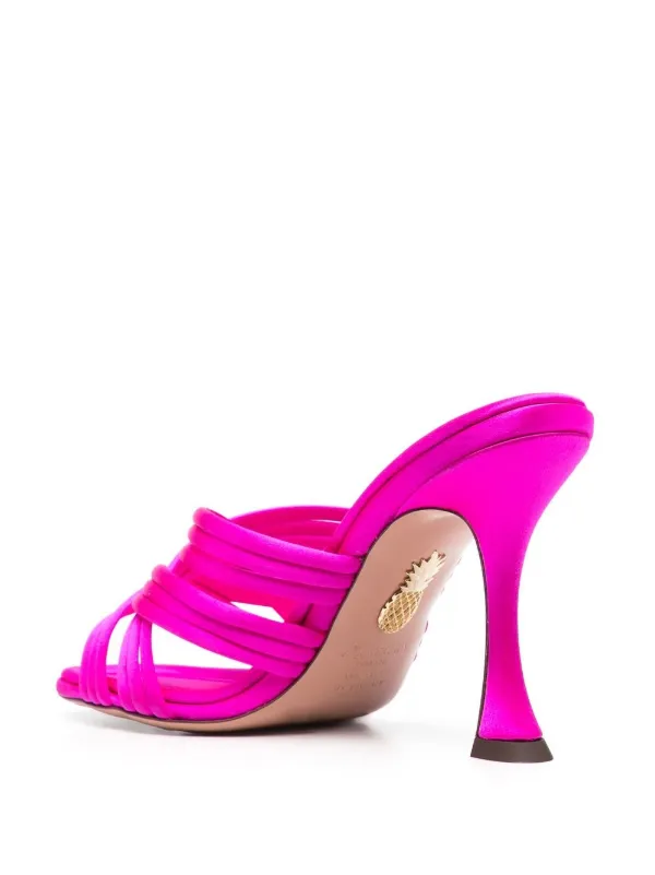 【Aquazzura】 Oahuサテンスライド Aquazzura Oahu 95mm サテンサンダル | ピンク | FARFETCH JP