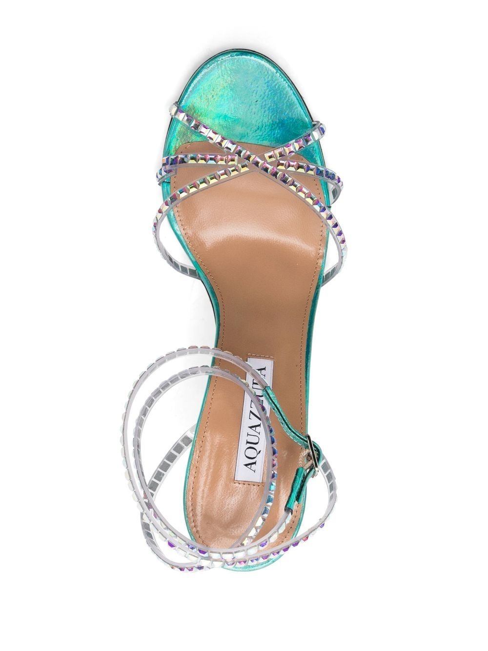 Shop Aquazzura Dance Crystal-embellished 105mm Sandals In Green