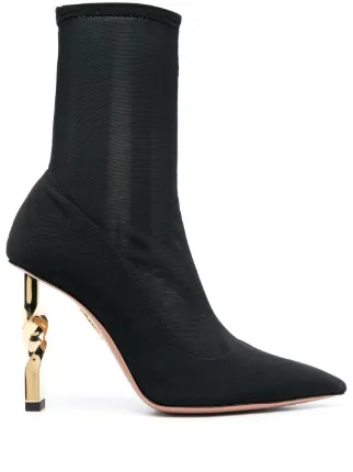 Aquazzura Sock Boots Mit Verdrehtem Absatz 105mm Schwarz FARFETCH DE