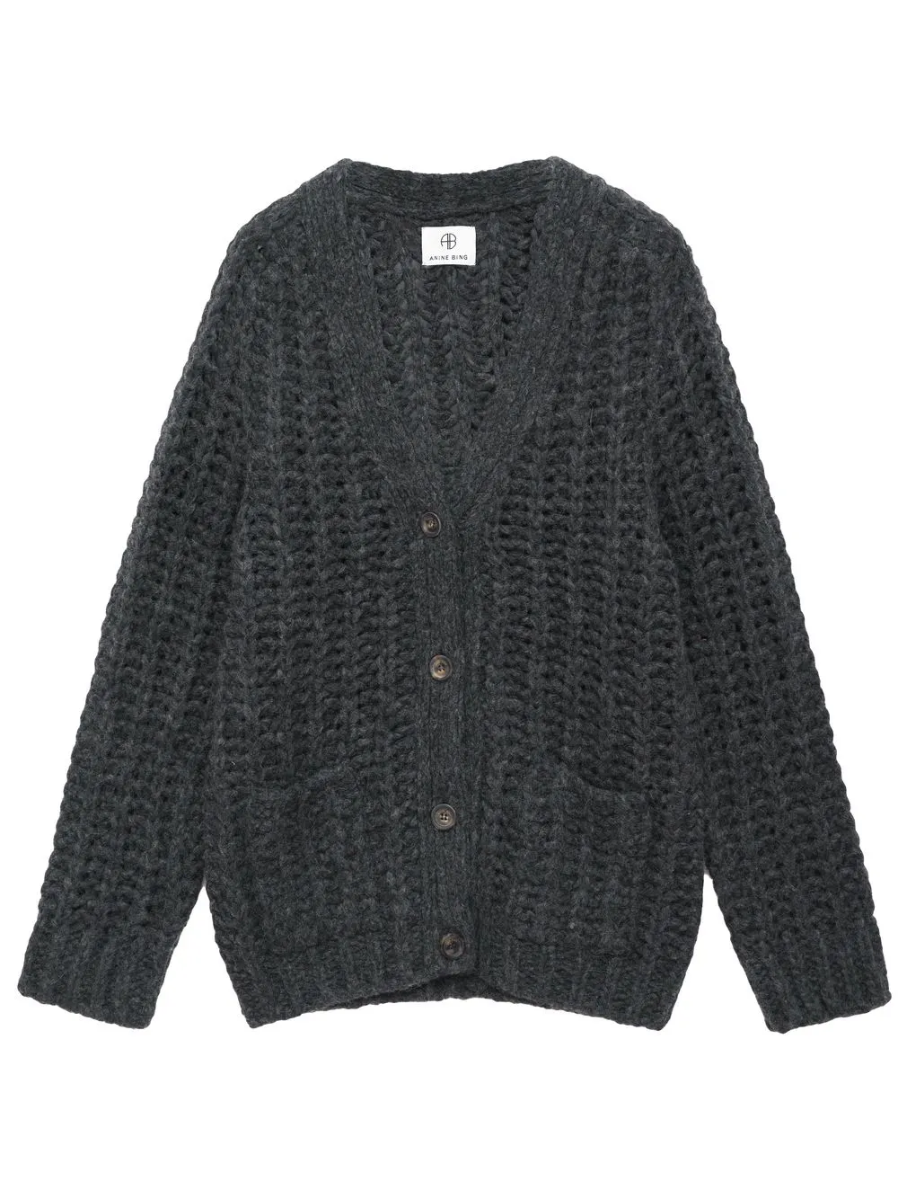 Shop Anine Bing Kurt Knit Cardigan In Grey