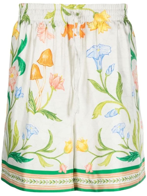 Casablanca L'Arche De Fleurie Silk Shorts - Farfetch