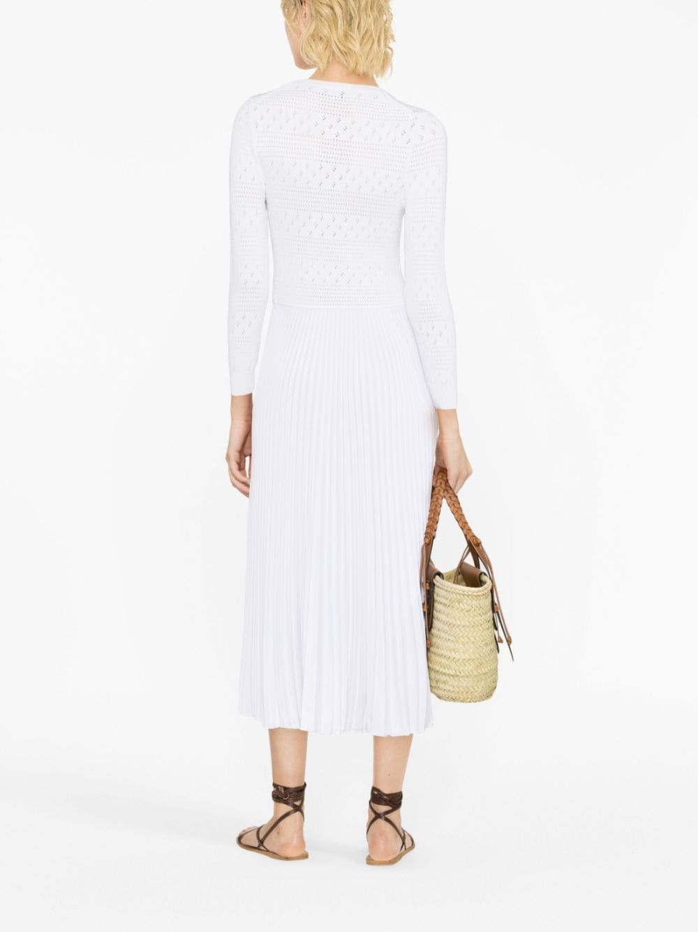 Shop Polo Ralph Lauren Kadne Knitted Midi Dress In White