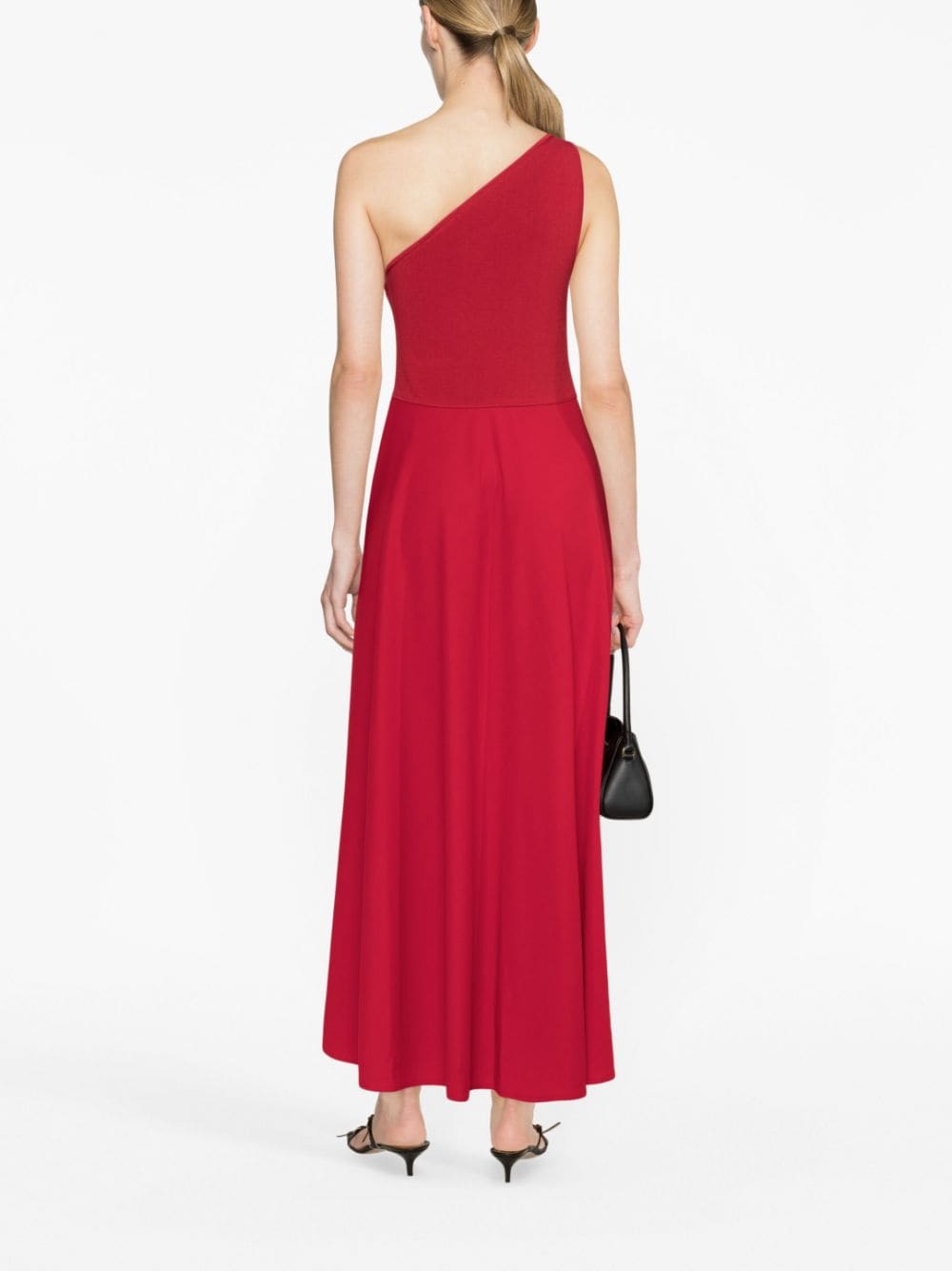 Shop Polo Ralph Lauren One-shoulder Pleated Dress In Red