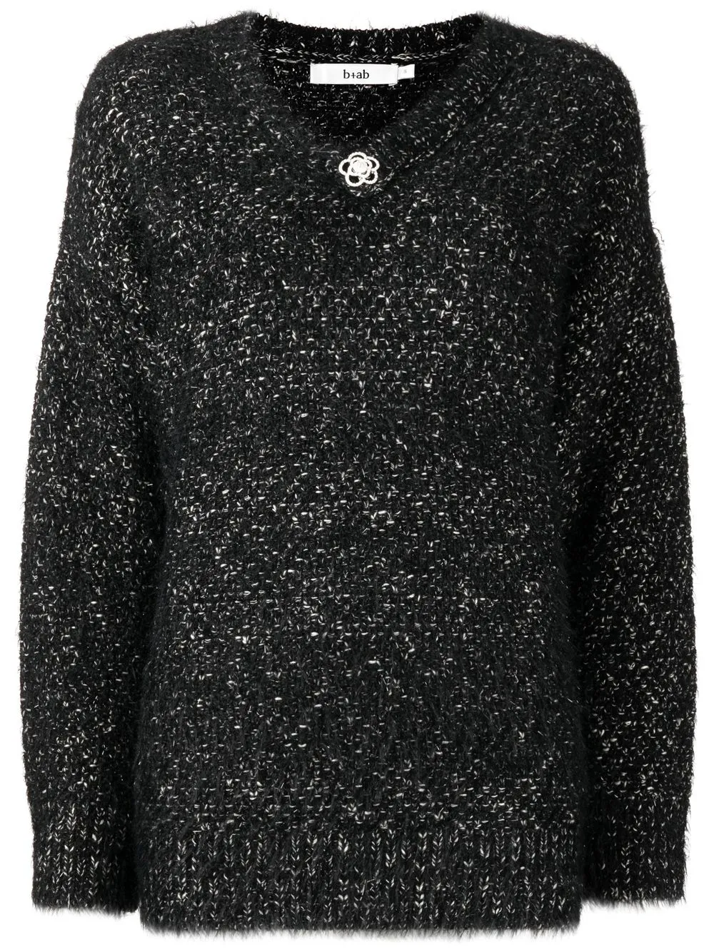 

b+ab pearl brooch-detail knitted jumper - Black