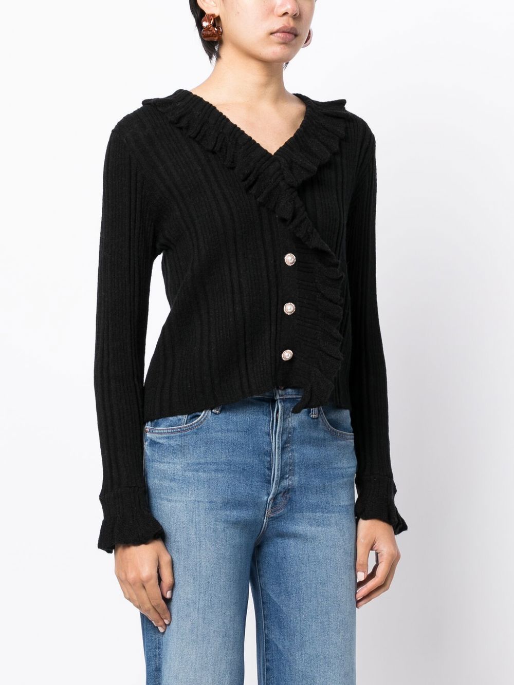 B+ab Ruffle-detail Ribbed-knit Cardigan - Farfetch