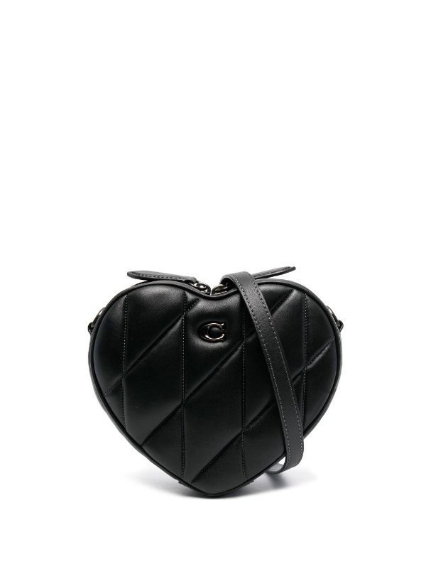 Coach Heart Quilted Leather Crossbody Bag Black