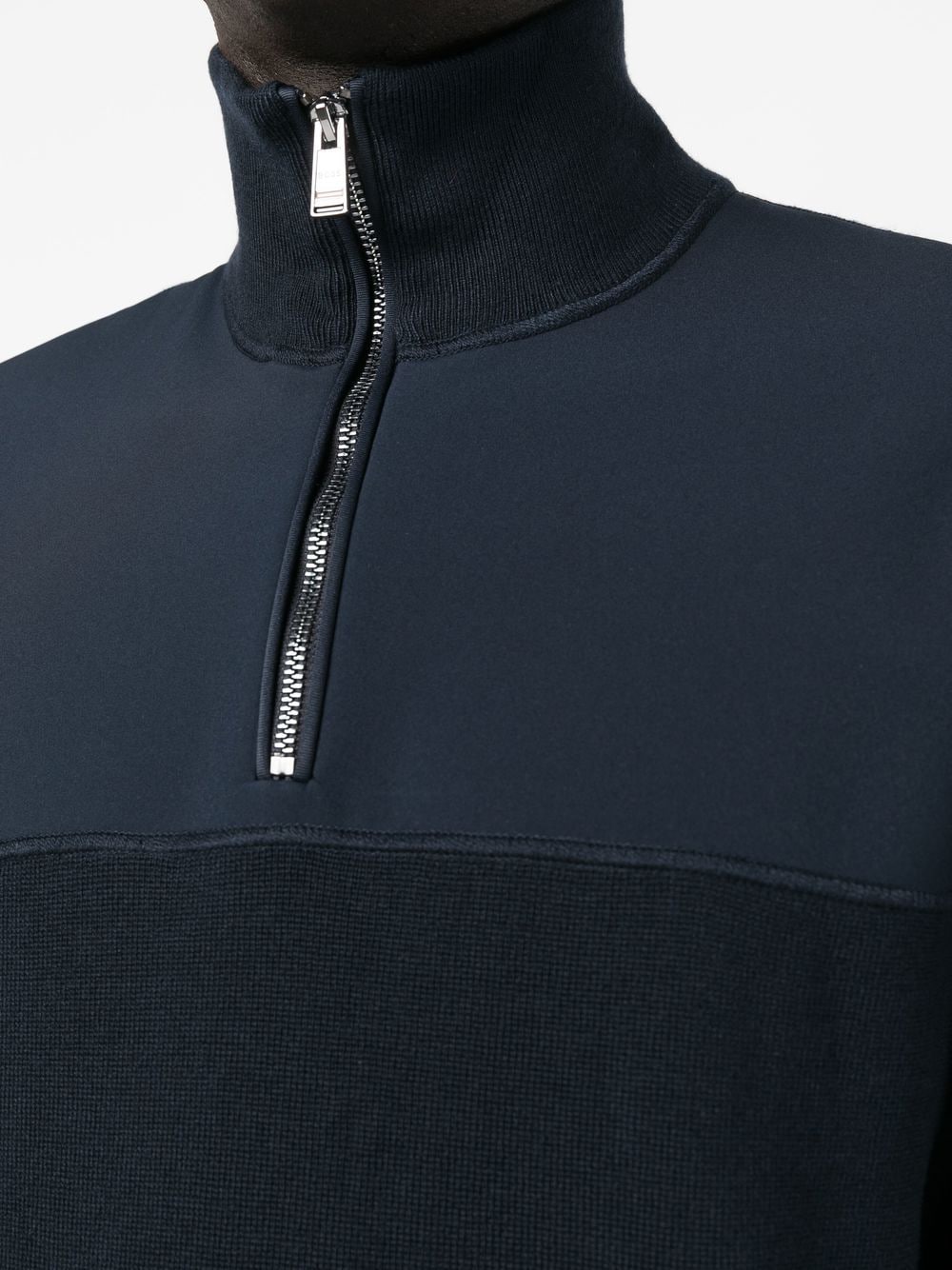 Shop Hugo Boss Zip-up Funnel-neck Sweatshirt In 蓝色