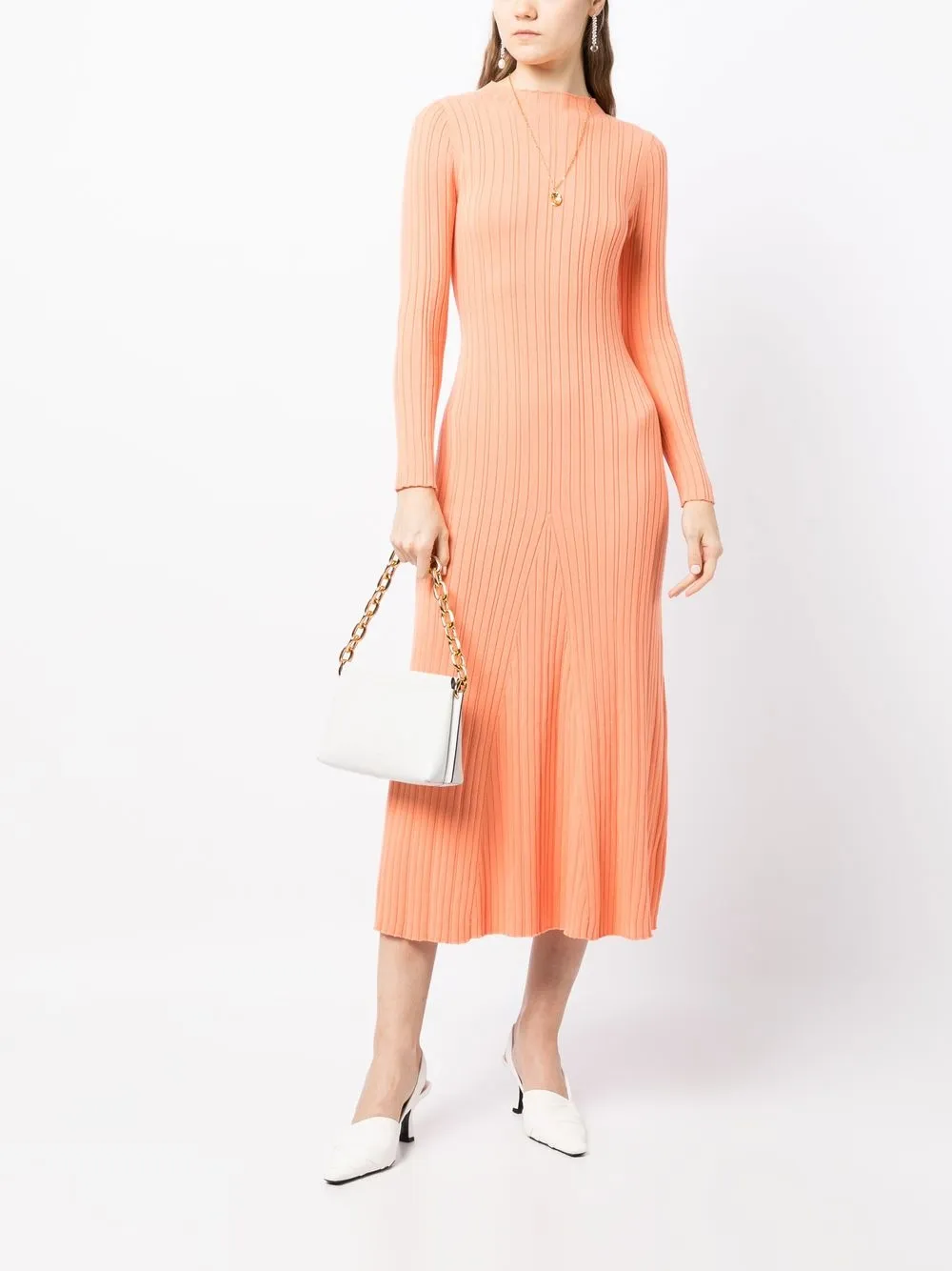 Anna Quan Ribgebreide midi-jurk - Oranje