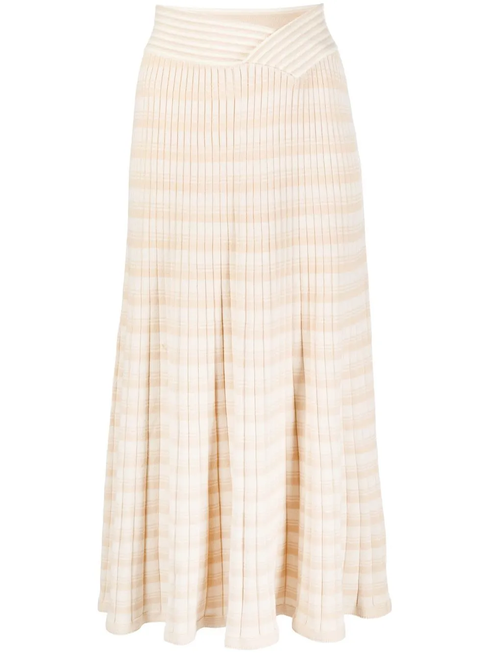 

Anna Quan striped ribbed-knit midi skirt - Brown