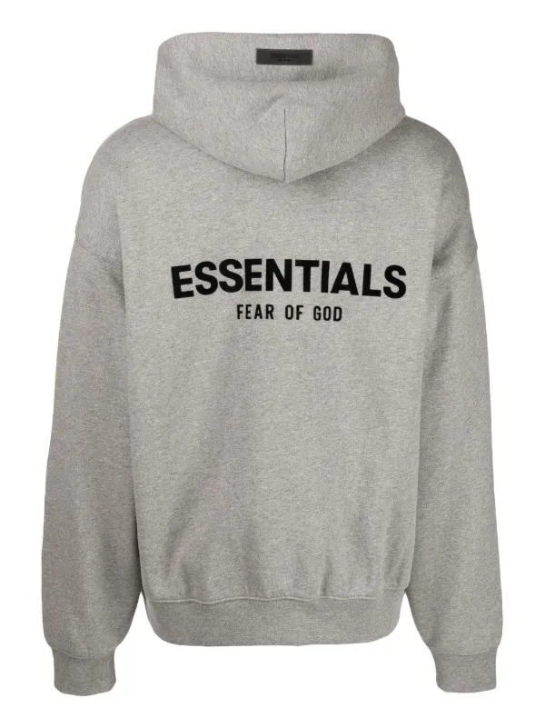 ESSENTIALS FEAR OF GOD LOGO パーカー FEAR OF GOD ESSENTIALS logo-print long-sleeve Hoodie | Grey | FARFETCH