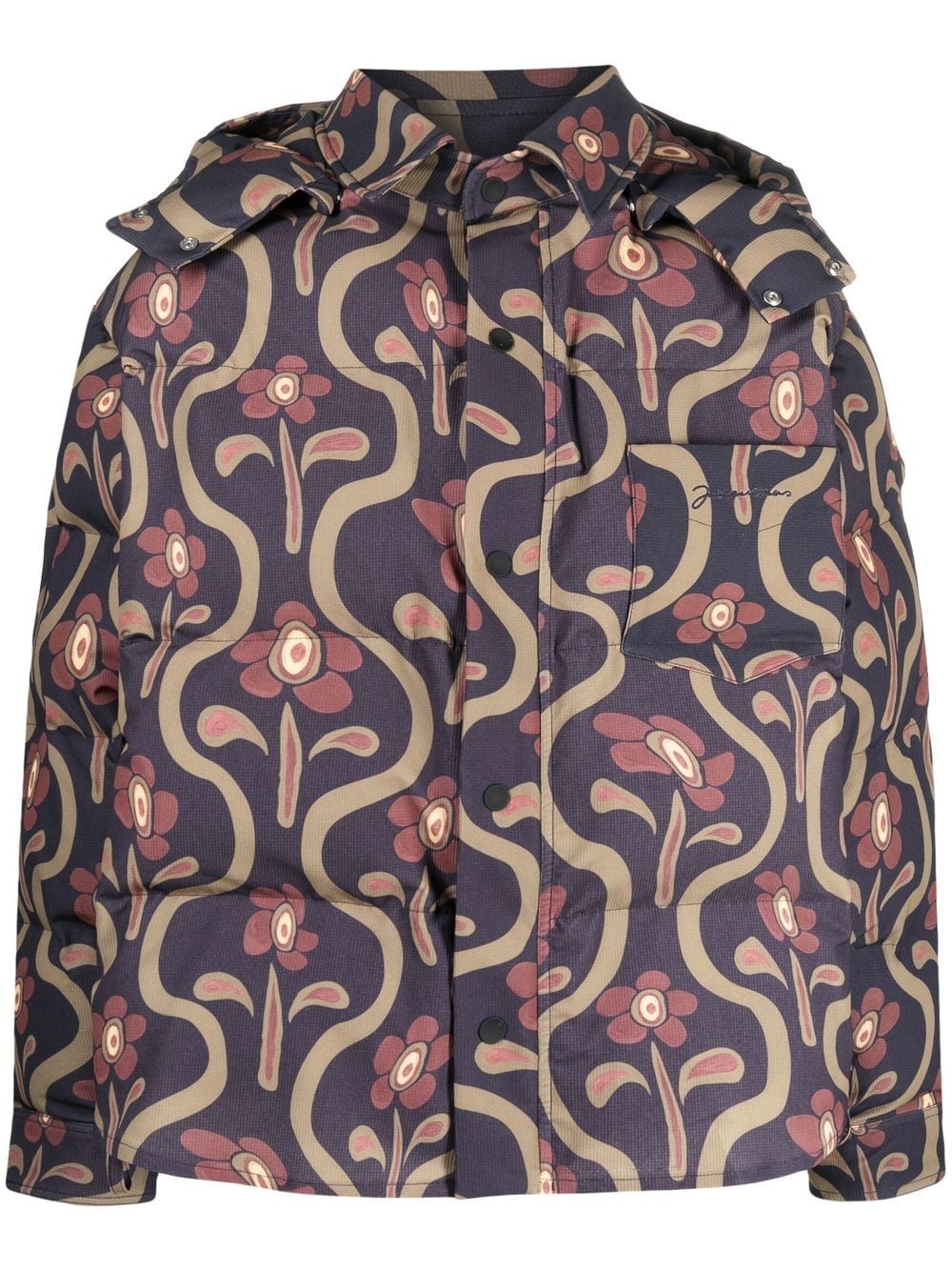 Jacquemus Graphic-print Padded Jacket In Green
