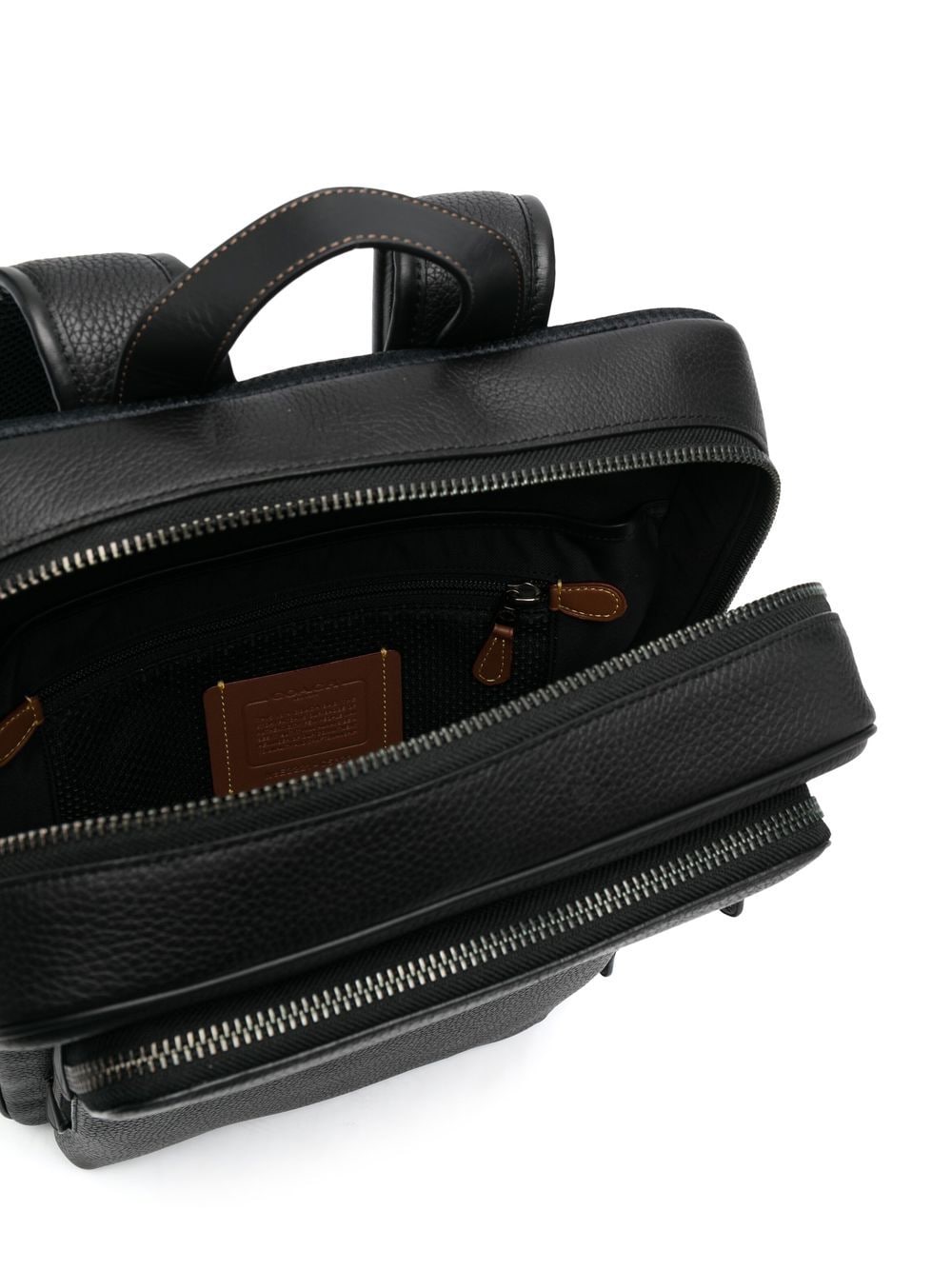 Shop Coach Multi-pocket Leather Backpack In Black