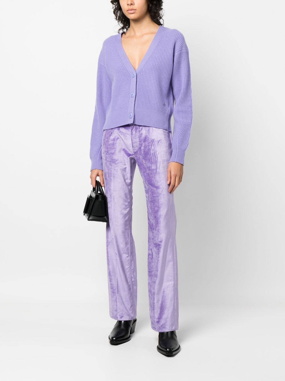 Shop Rag & Bone Velvet-finish High-waisted Trousers In 紫色