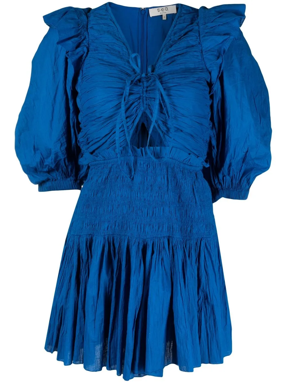 

Sea ruffled tie-front mini dress - Blue