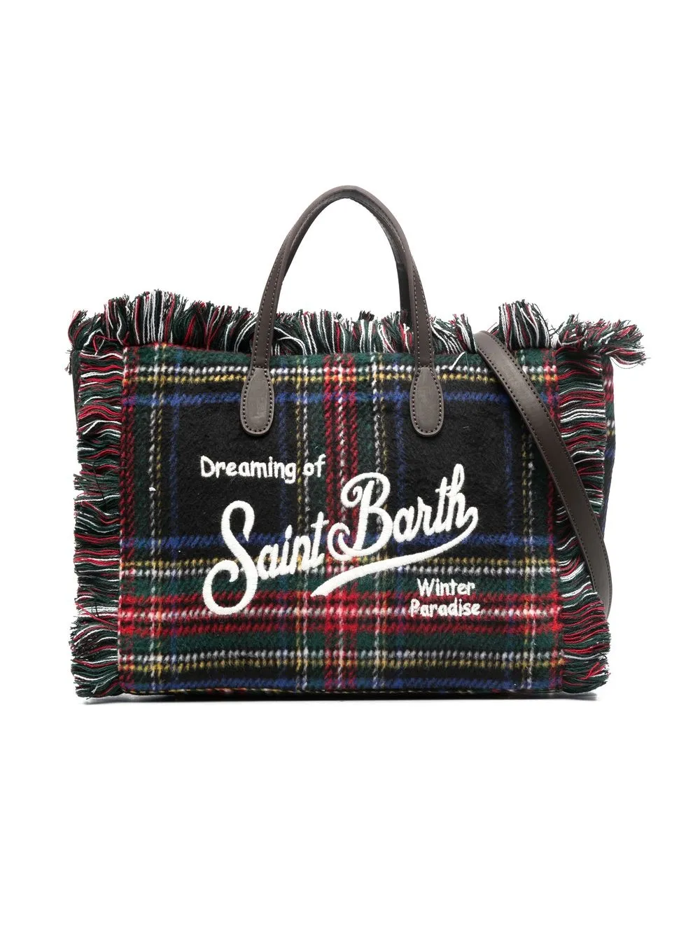 

MC2 Saint Barth Kids tartan embroidered-logo bag - Black