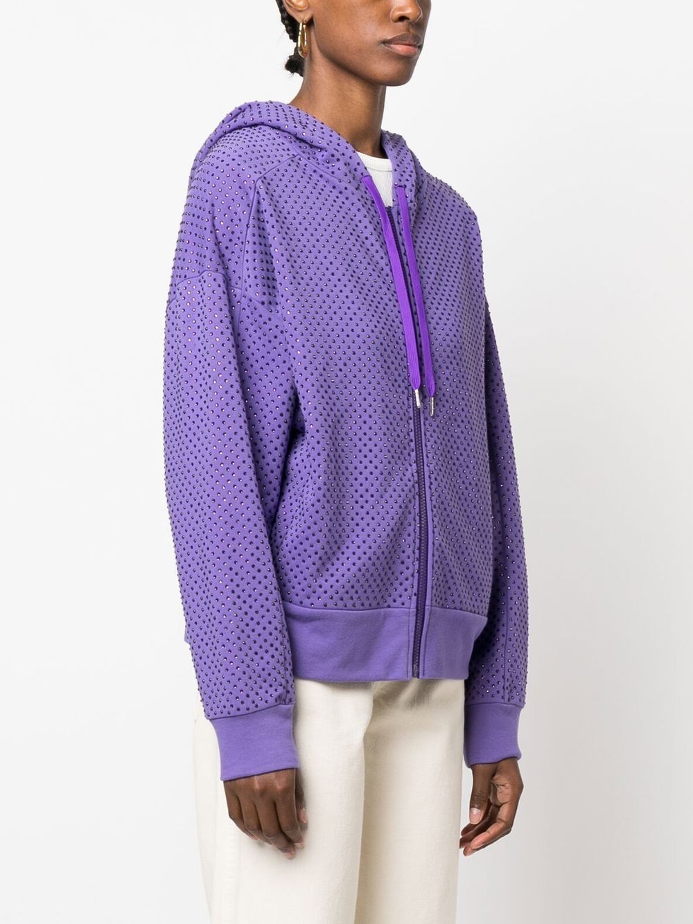 Shop P.a.r.o.s.h Crystal-embellished Hoodie In Purple