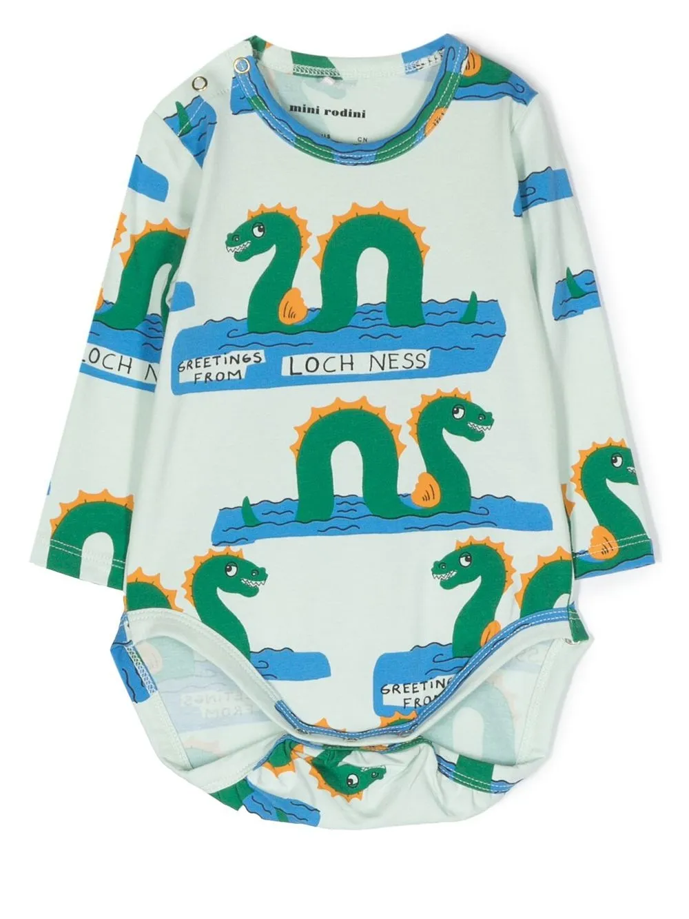 

Mini Rodini Loch Ness graphic-print bodysuit - Green