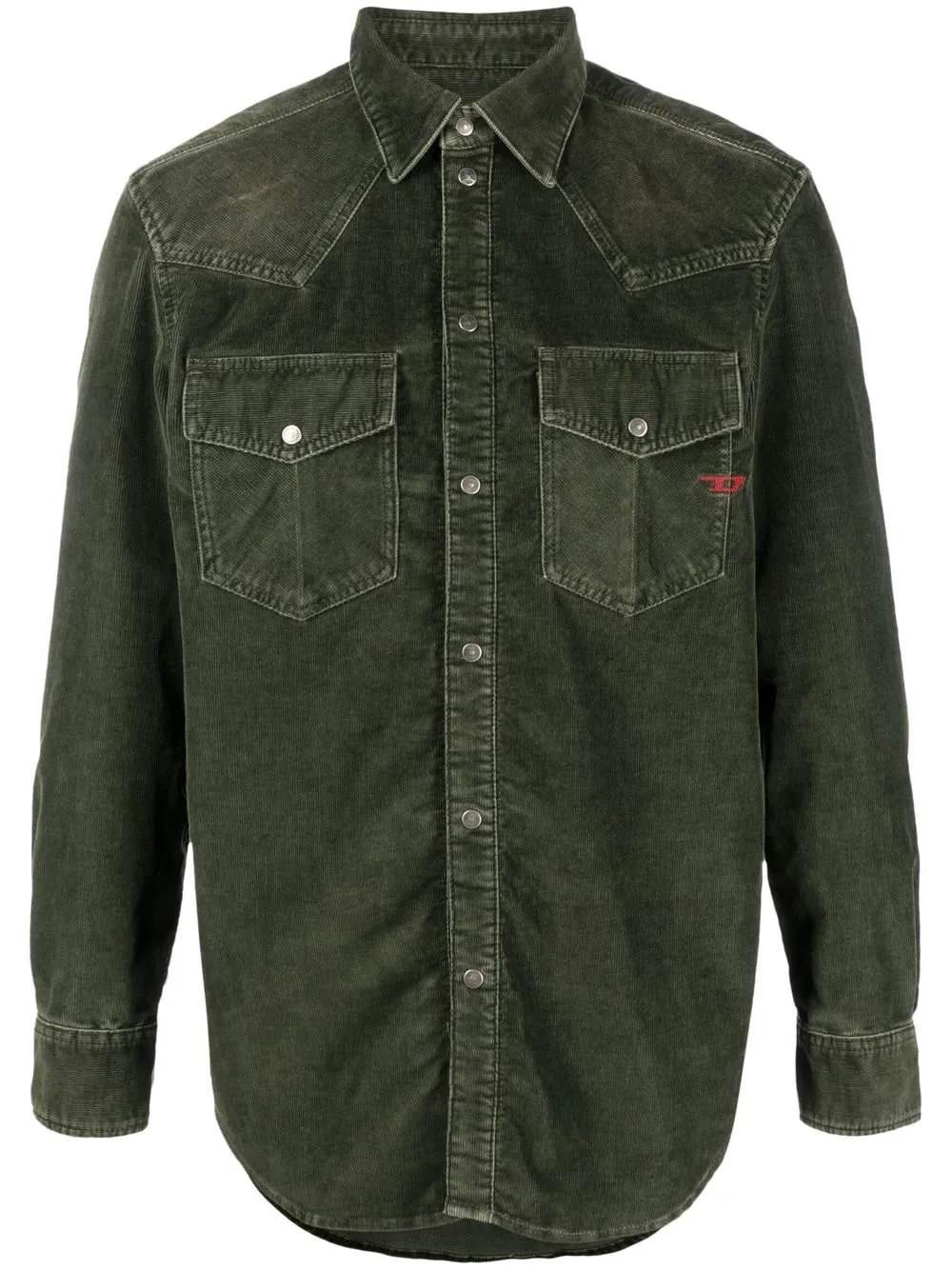 

Diesel logo-embroidered corduroy shirt - Green