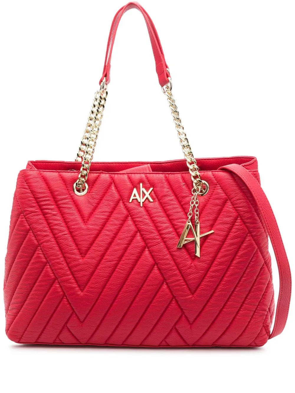 

Armani Exchange logo-plaque quilted tote bag - Red