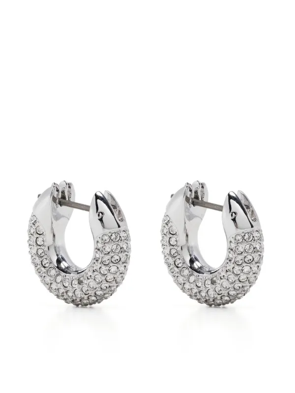 Swarovski Dextera クリスタル フープピアス | シルバートーン