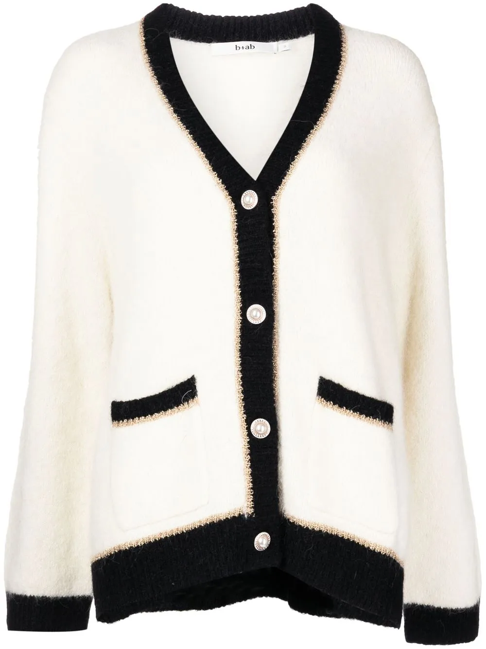 b+ab contrast-trim V-neck cardigan - Neutrals
