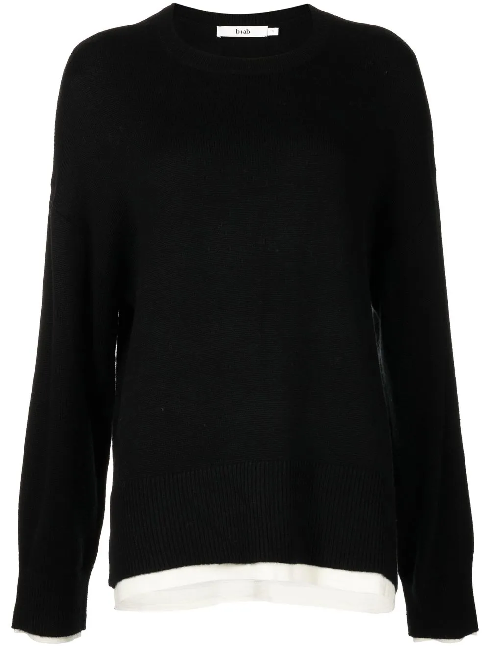 B+ab Layered-effect Crew-neck Jumper In Black