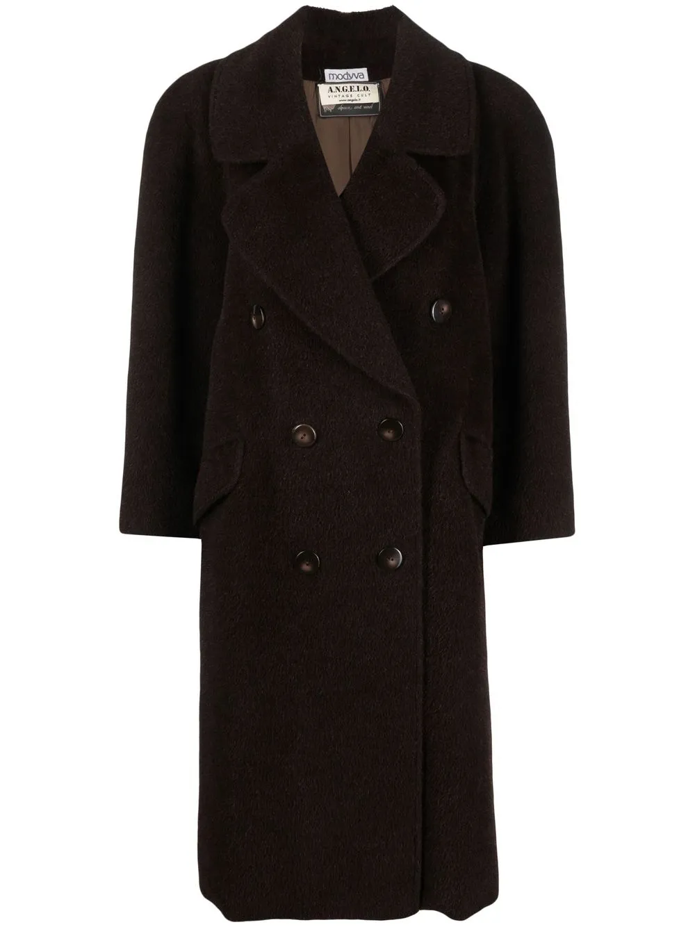 Pre-owned A.n.g.e.l.o. Vintage Cult 1980s Double-breasted Long Coat In Brown