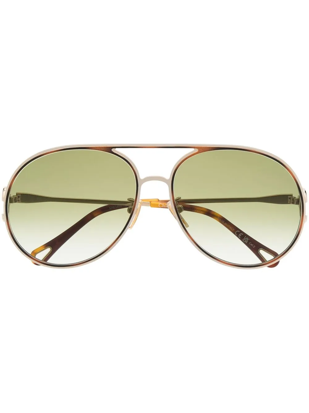 

Chloé Eyewear gold-tone pilot frame sunglasses - Green