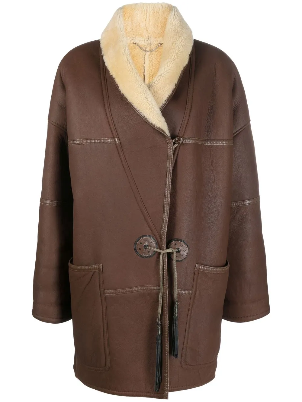 

A.N.G.E.L.O. Vintage Cult 1980s double-breasted shearling coat - Brown