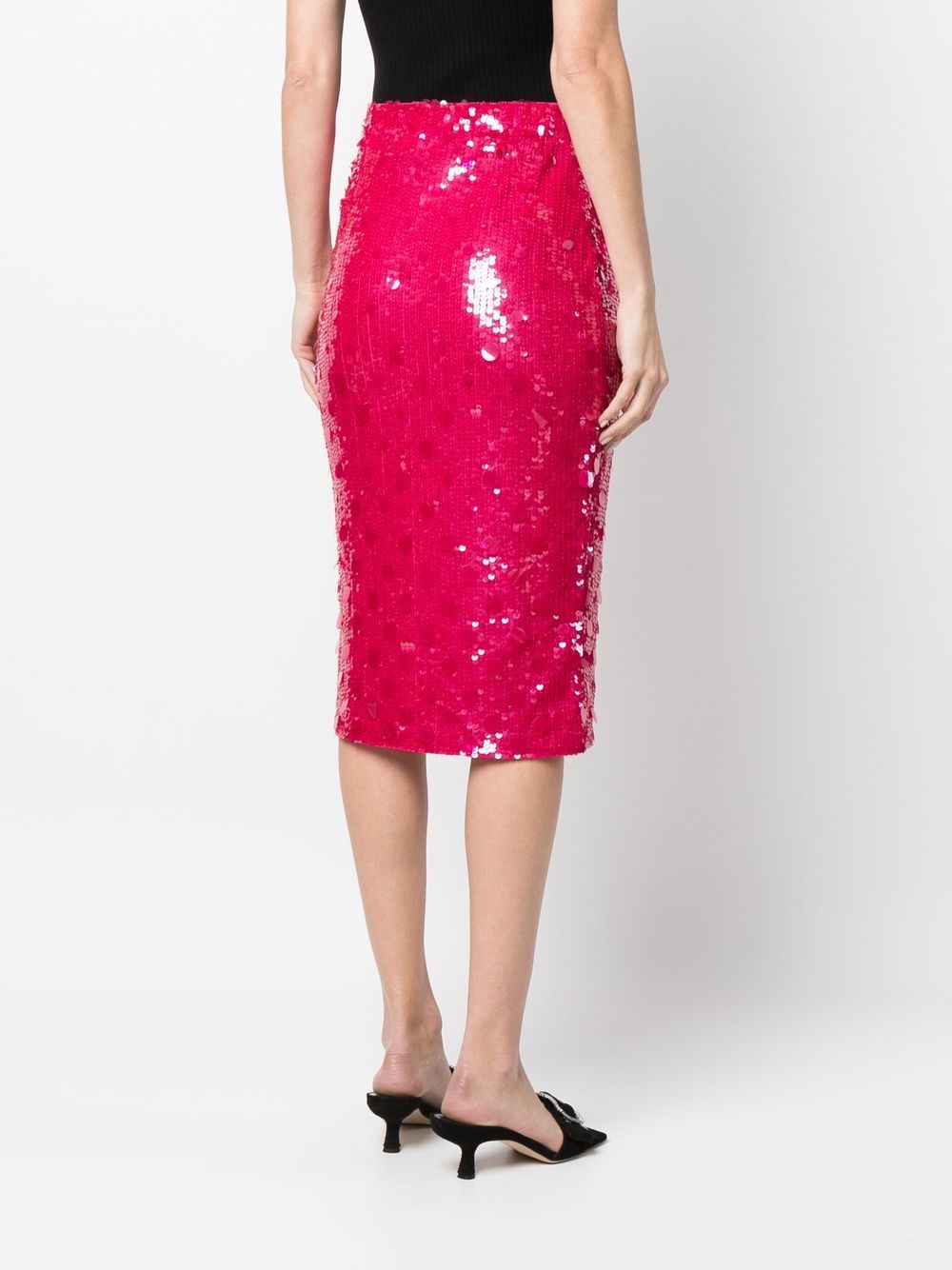 Shop P.a.r.o.s.h Sequin-embellished Pencil Skirt In Pink