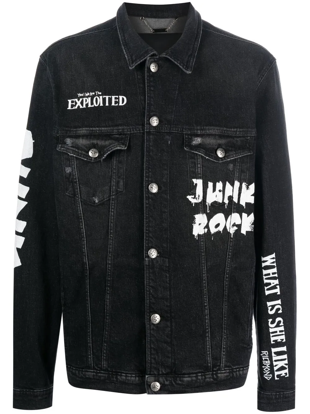 

John Richmond slogan-print denim jacket - Black