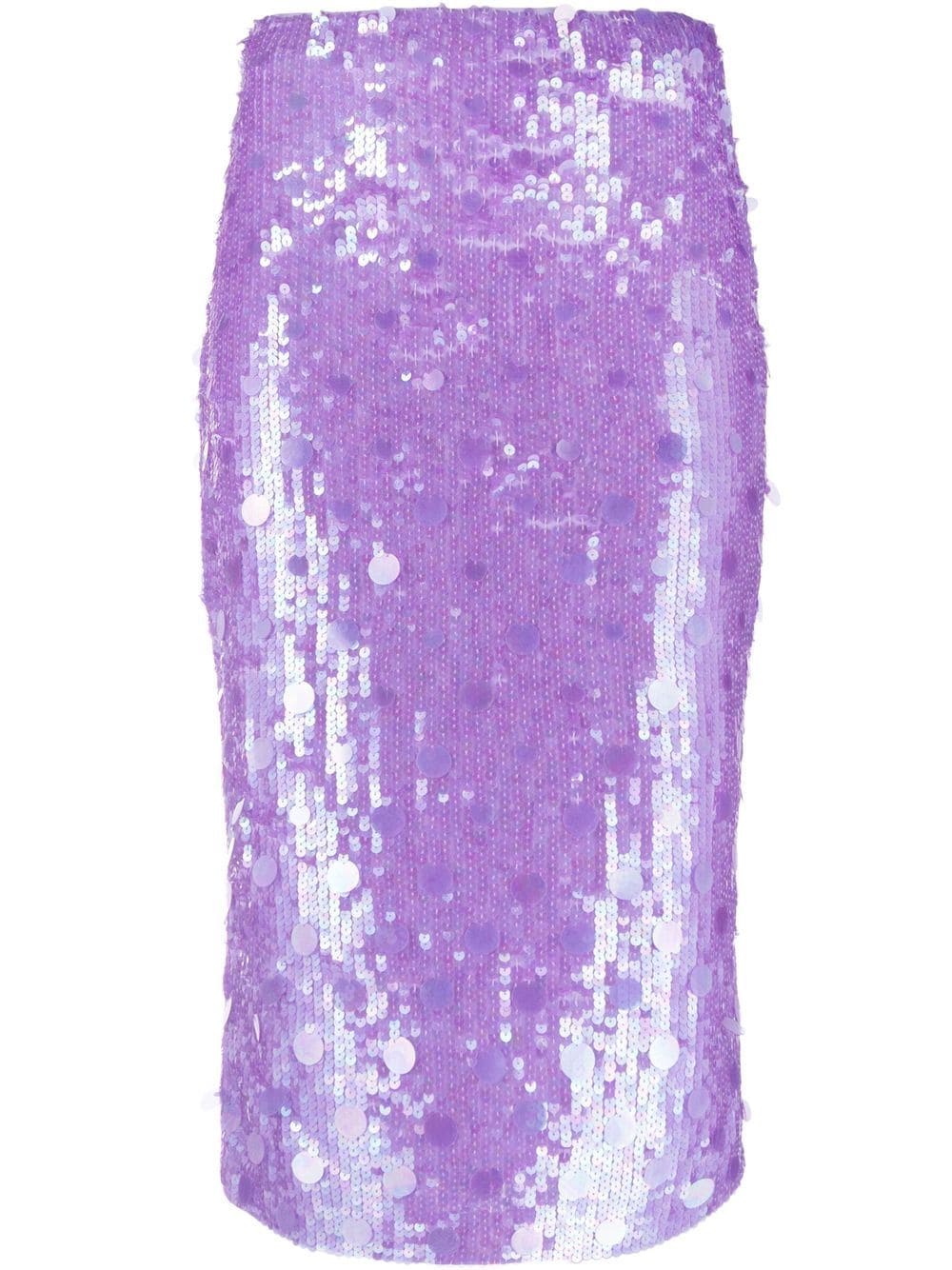 Shop P.a.r.o.s.h Sequin-embellished Midi Skirt In Purple