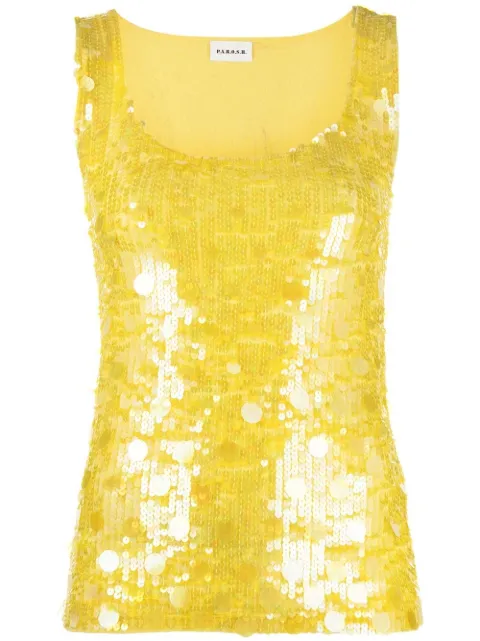 P.A.R.O.S.H. débardeur orné de sequins à col arrondi