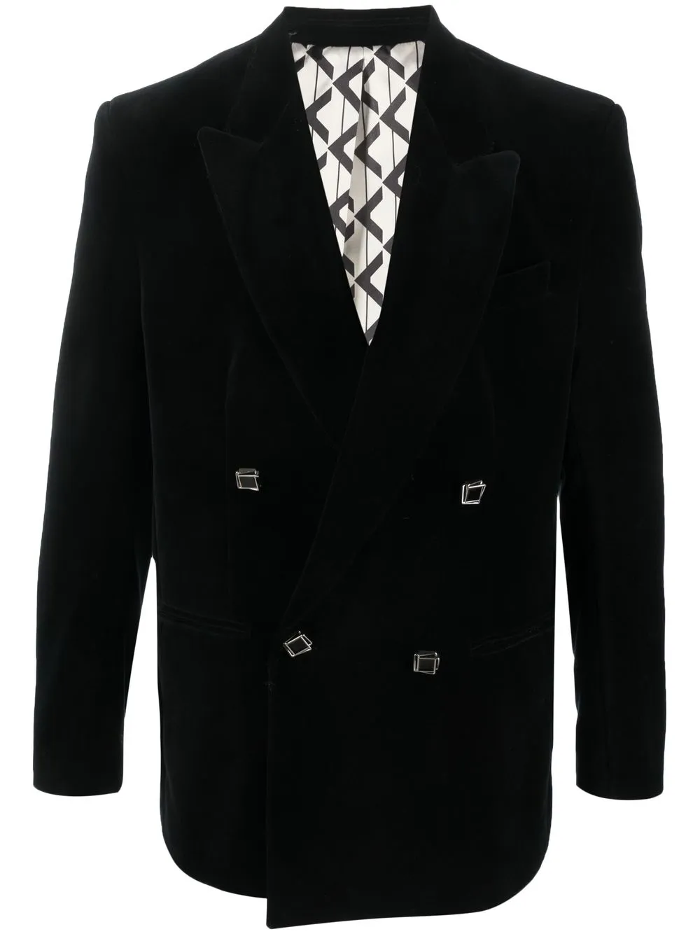 

CANAKU double-breasted velvet blazer - Black