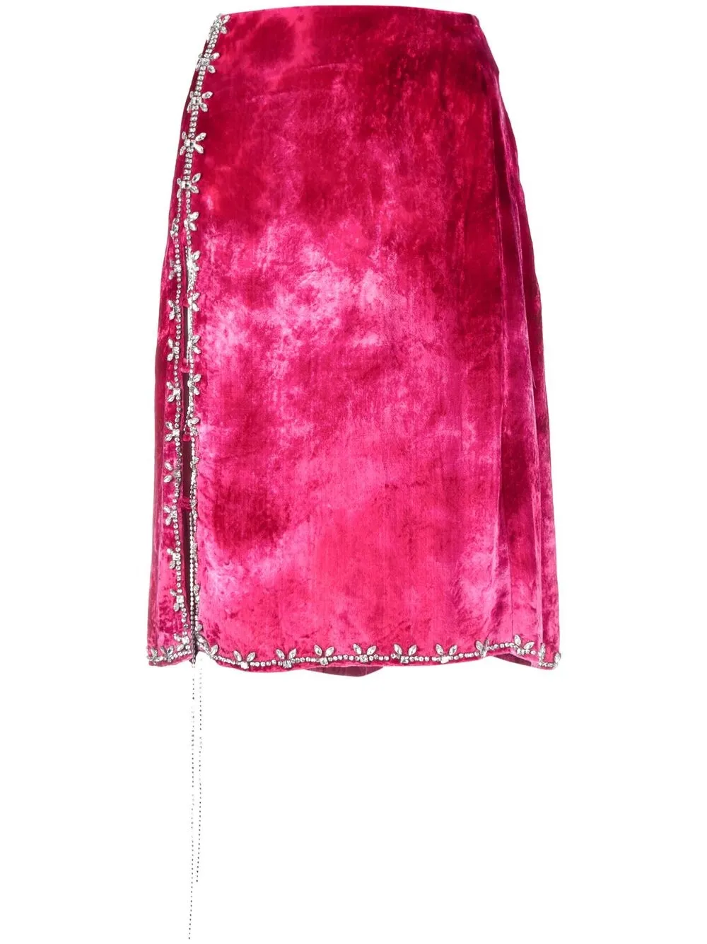 

DES PHEMMES gradient-print crystal embellished midi skirt - Pink