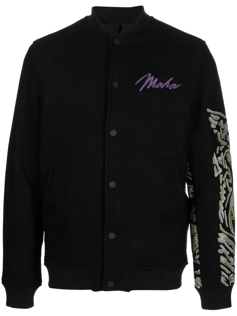 graphic logo-embroidered bomber jacket