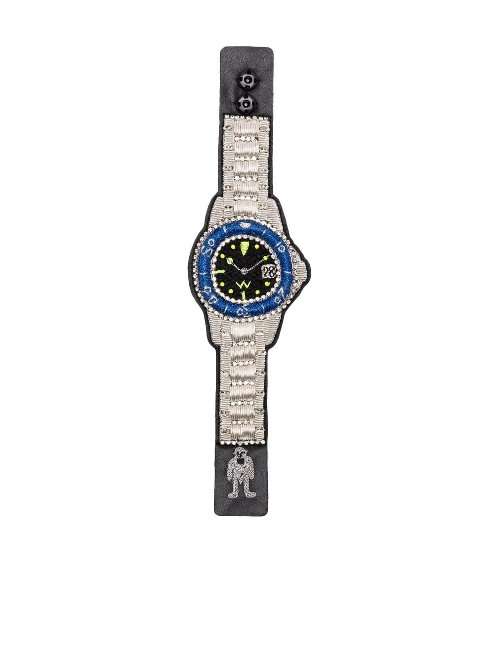 

Walter Van Beirendonck Dive embroidered design bracelet - Silver
