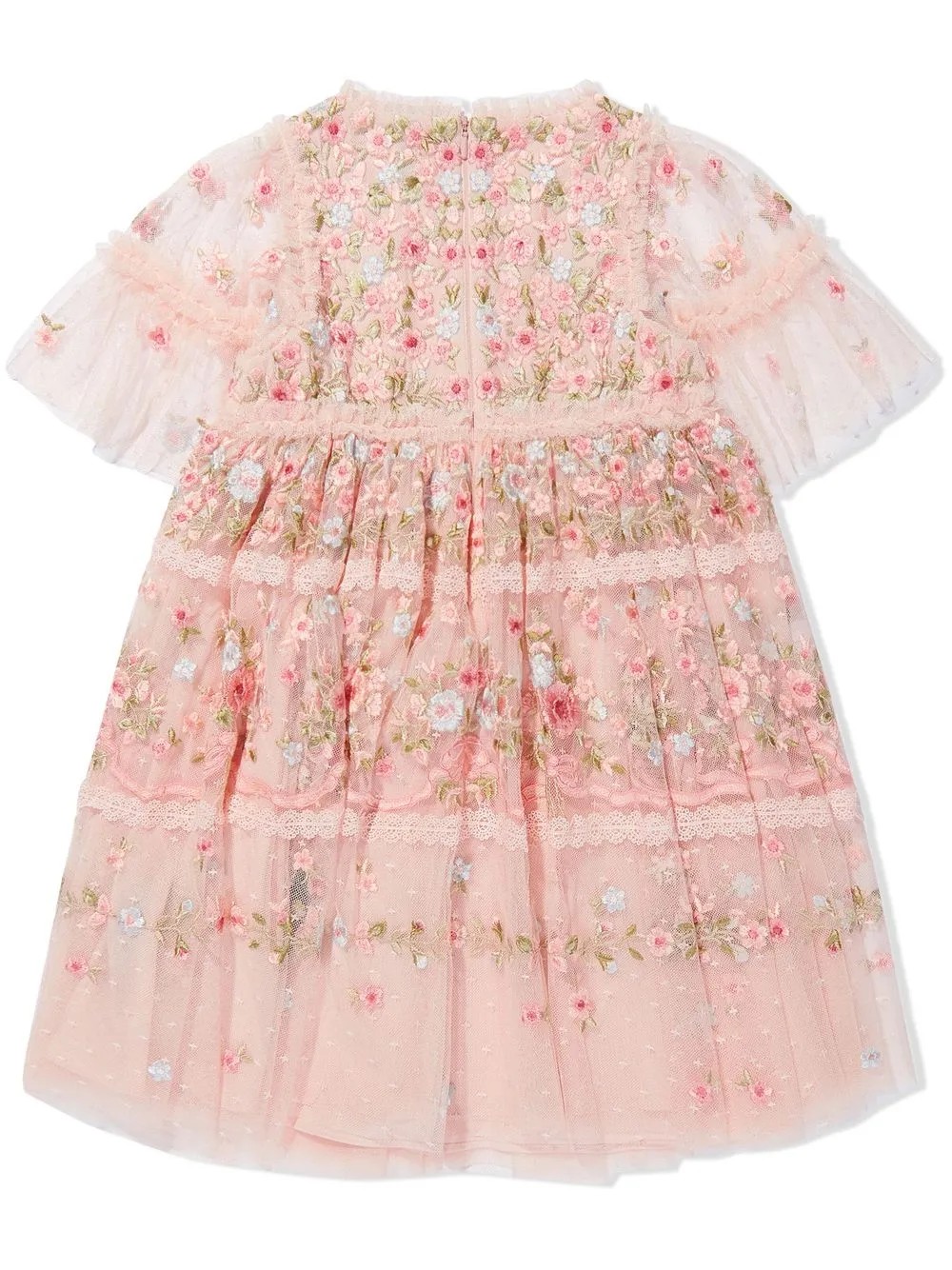 NEEDLE & THREAD KIDS Midi-jurk met geborduurde bloemen - Roze