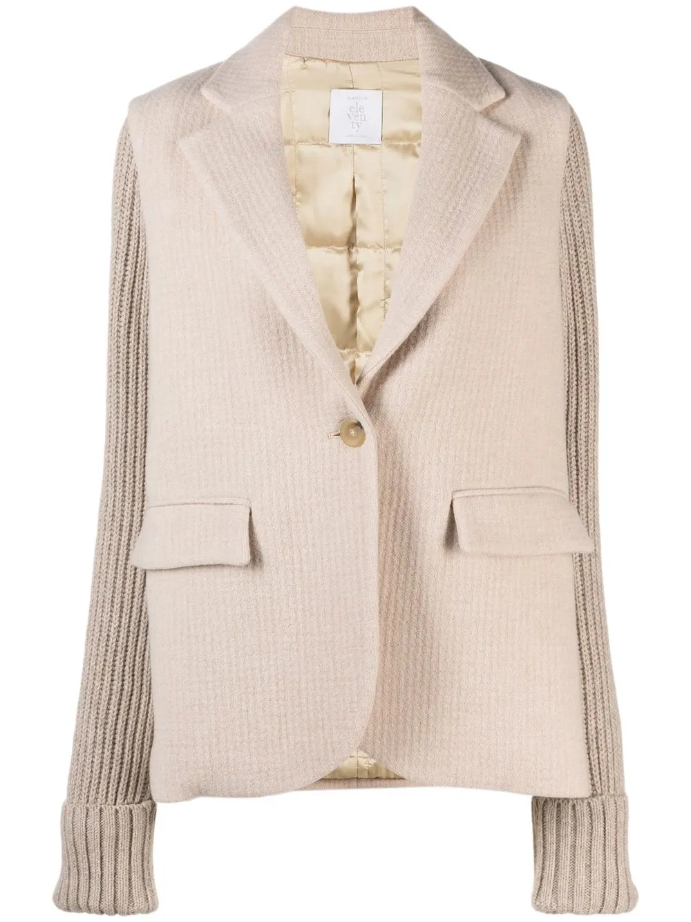 

Eleventy rib-knit sleeve single-breasted blazer - Neutrals